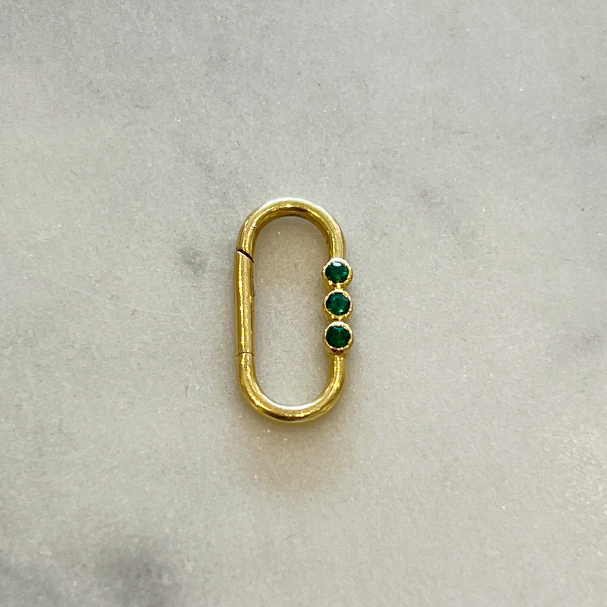 Estate Three Emerald + 14k Yellow Gold Connecter