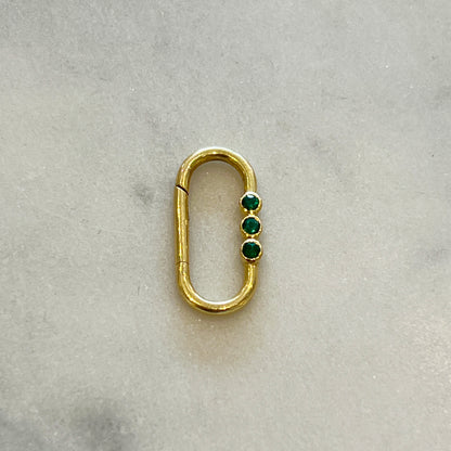 Estate Three Emerald + 14k Yellow Gold Connecter