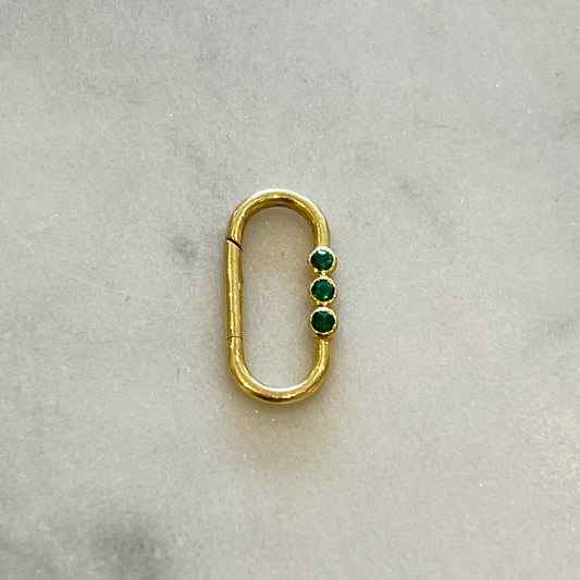 Estate Three Emerald + 14k Yellow Gold Connecter