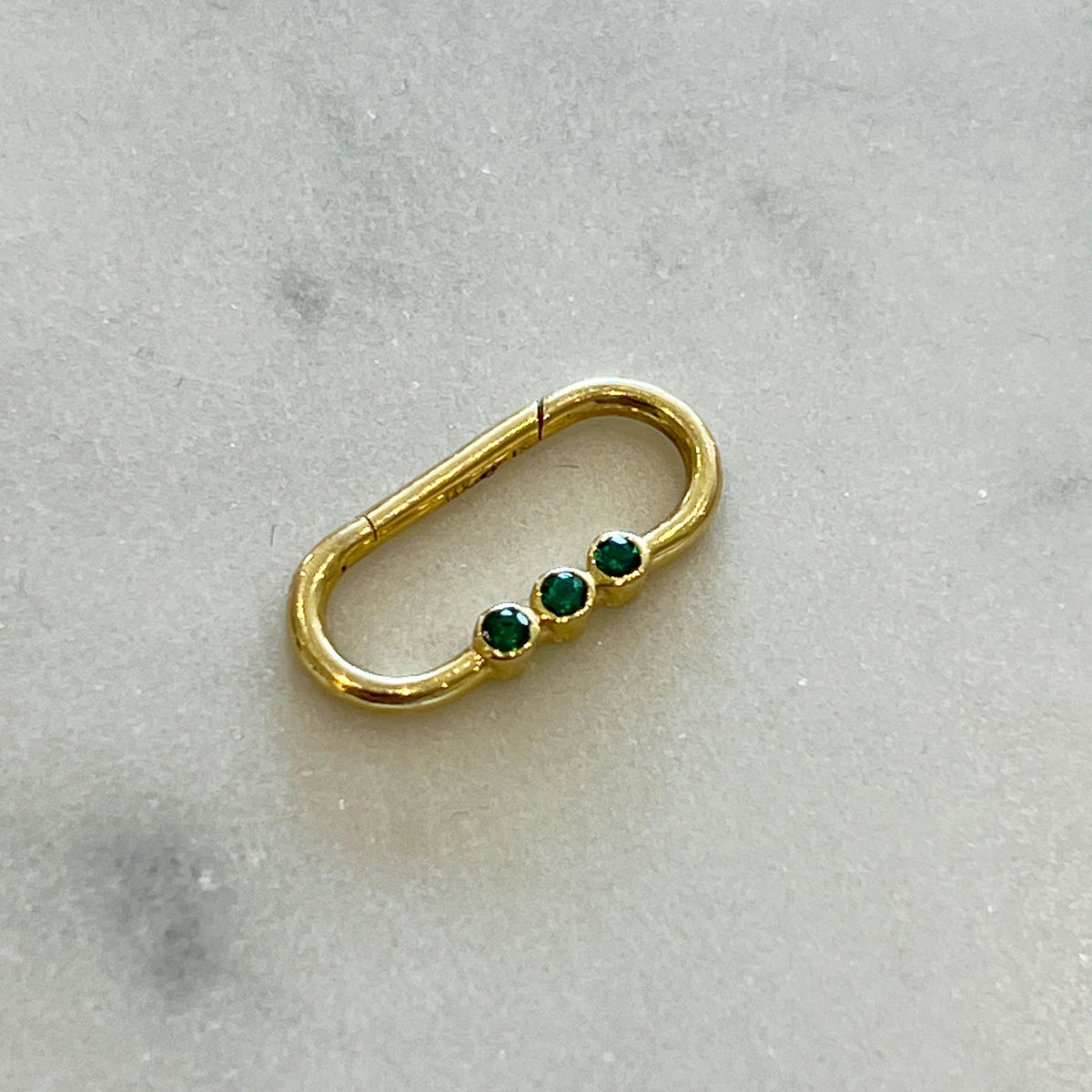 Estate Three Emerald + 14k Yellow Gold Connecter