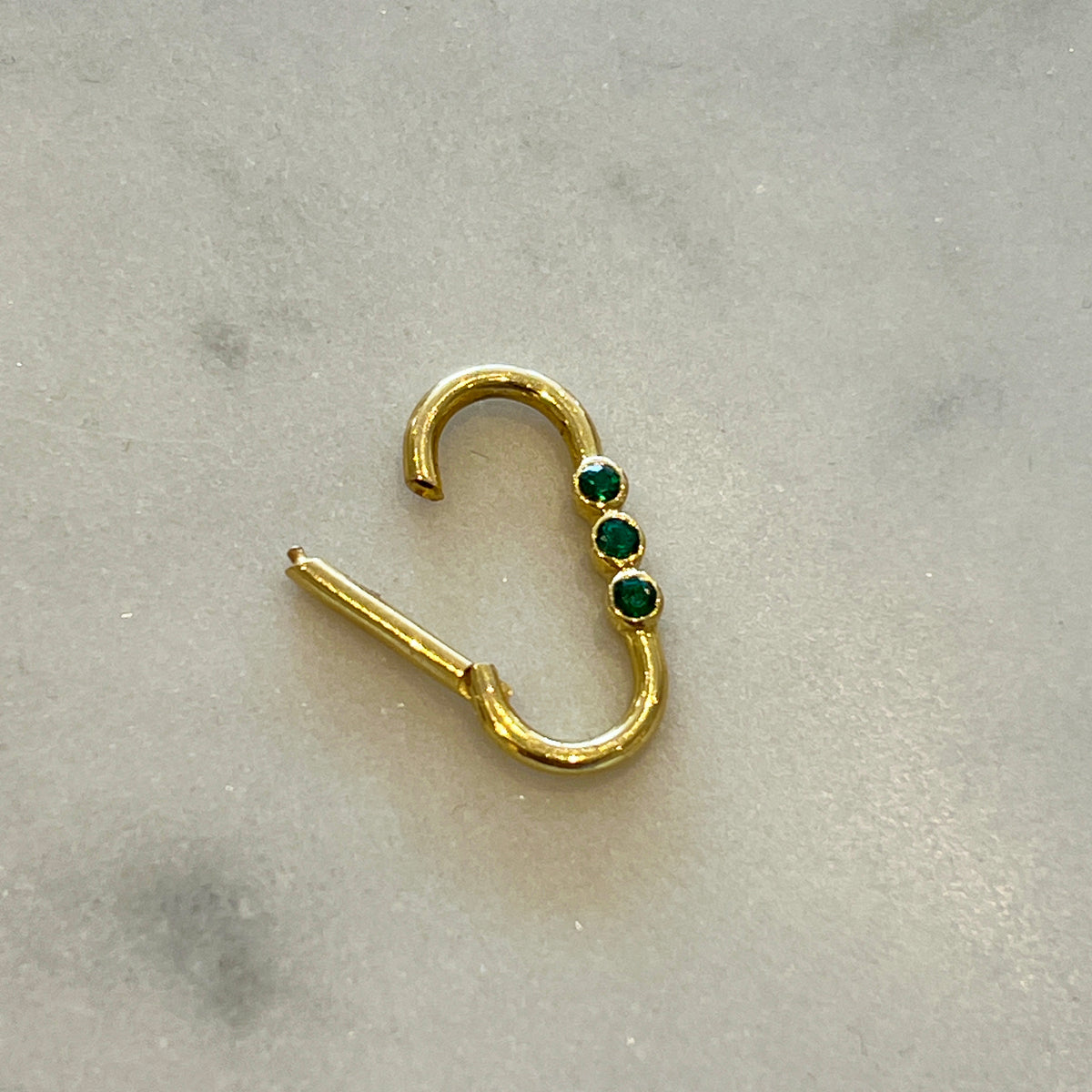 Estate Three Emerald + 14k Yellow Gold Connecter