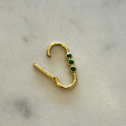 Estate Three Emerald + 14k Yellow Gold Connecter