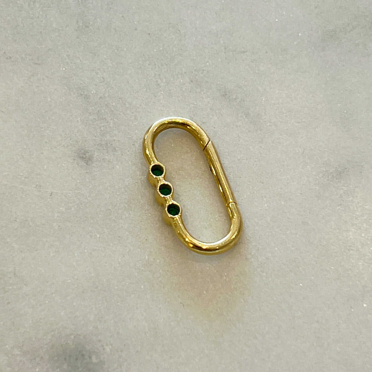 Estate Three Emerald + 14k Yellow Gold Connecter