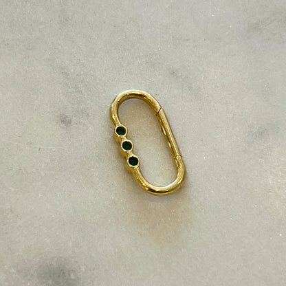 Estate Three Emerald + 14k Yellow Gold Connecter
