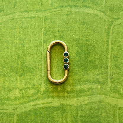 Estate Three Emerald + 14k Yellow Gold Connecter