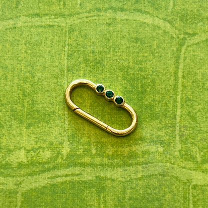 Estate Three Emerald + 14k Yellow Gold Connecter
