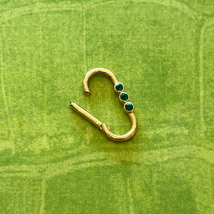 Estate Three Emerald + 14k Yellow Gold Connecter