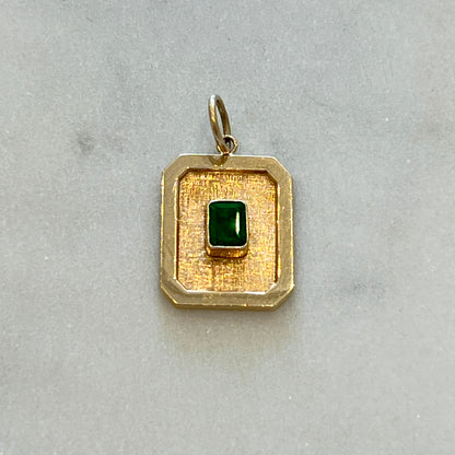 Estate Emerald + 14k Yellow Gold Plaque Pendant