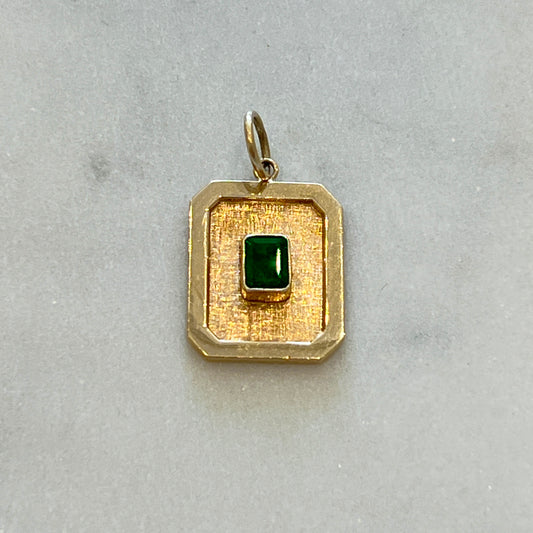 Estate Emerald + 14k Yellow Gold Plaque Pendant