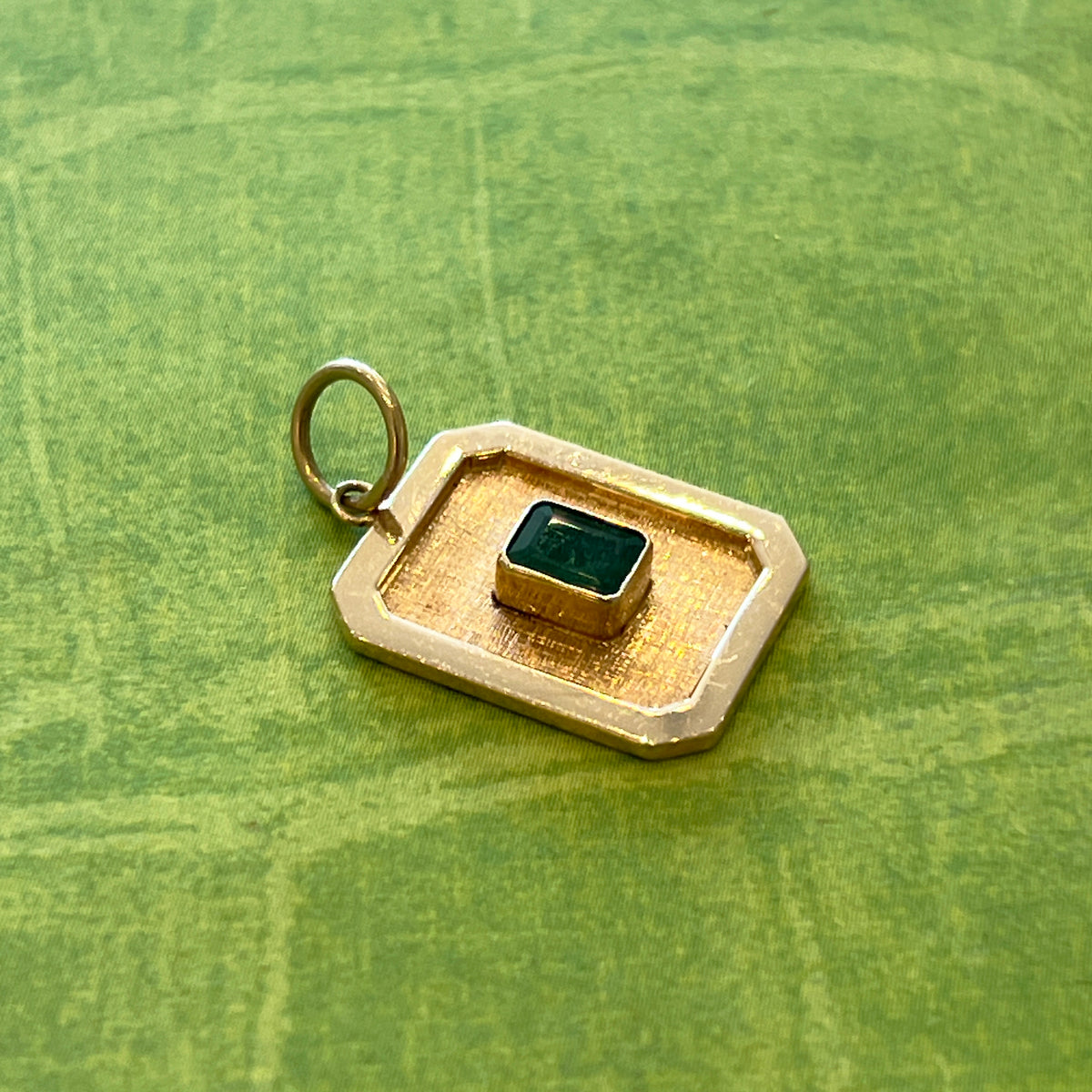 Estate Emerald + 14k Yellow Gold Plaque Pendant