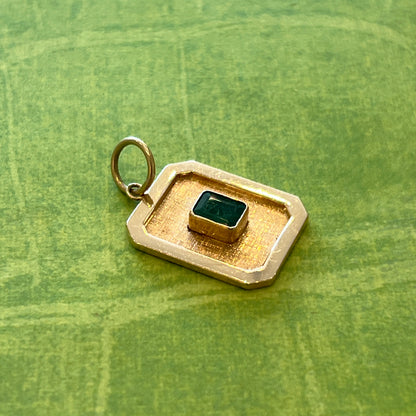 Estate Emerald + 14k Yellow Gold Plaque Pendant