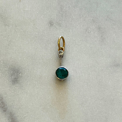 Vintage Emerald + Diamond + Platinum Articulating Pendant