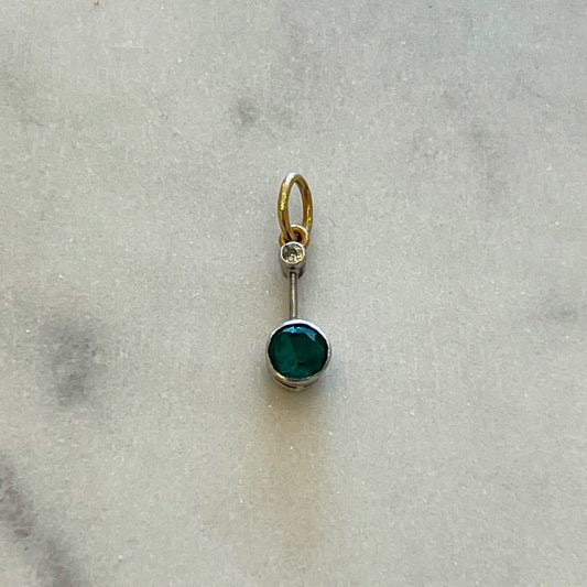 Vintage Emerald + Diamond + Platinum Articulating Pendant