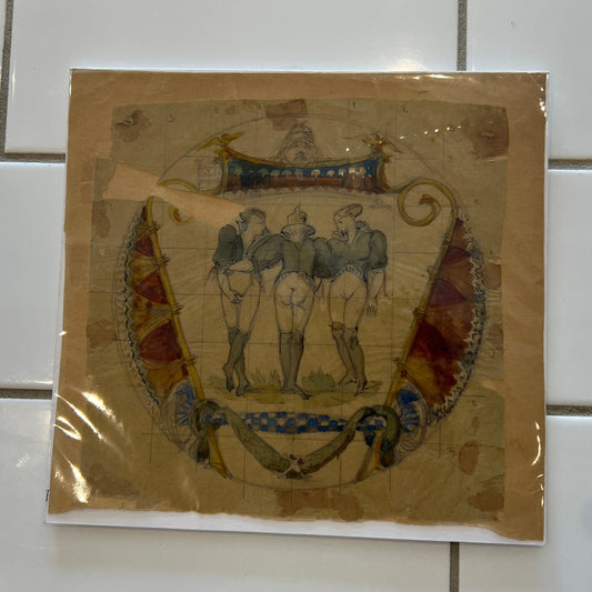 Antique Three Figure Plaque Painting