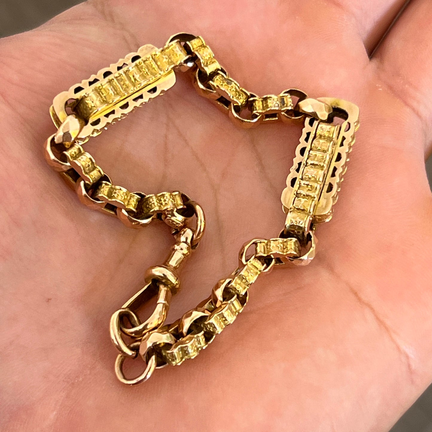 Antique Victorian 9ct. Rose Gold Albert Chain Bracelet - 8.75"L