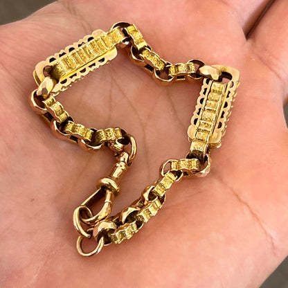 Antique Victorian 9ct. Rose Gold Albert Chain Bracelet - 8.75"L