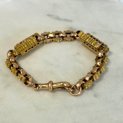 Antique Victorian 9ct. Rose Gold Albert Chain Bracelet - 8.75"L