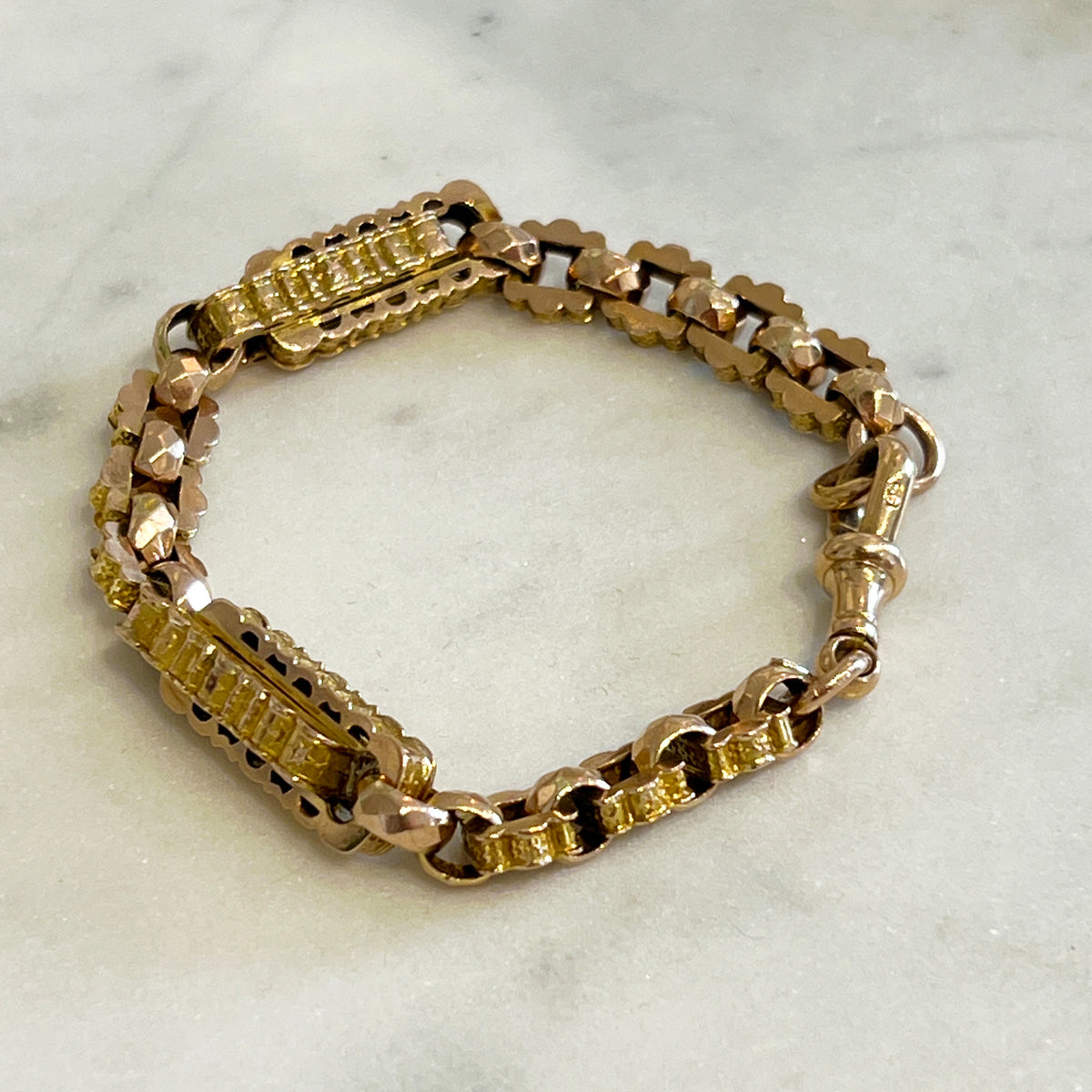 Antique Victorian 9ct. Rose Gold Albert Chain Bracelet - 8.75"L