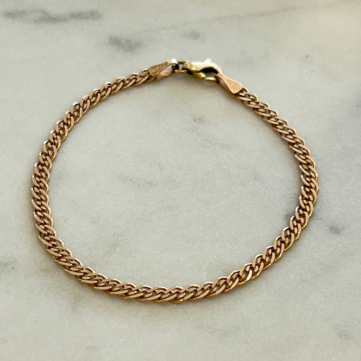 Estate 14k Rose Gold Interlinked Chain Bracelet - 7.5"L