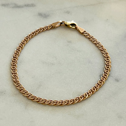 Estate 14k Rose Gold Interlinked Chain Bracelet - 7.5"L