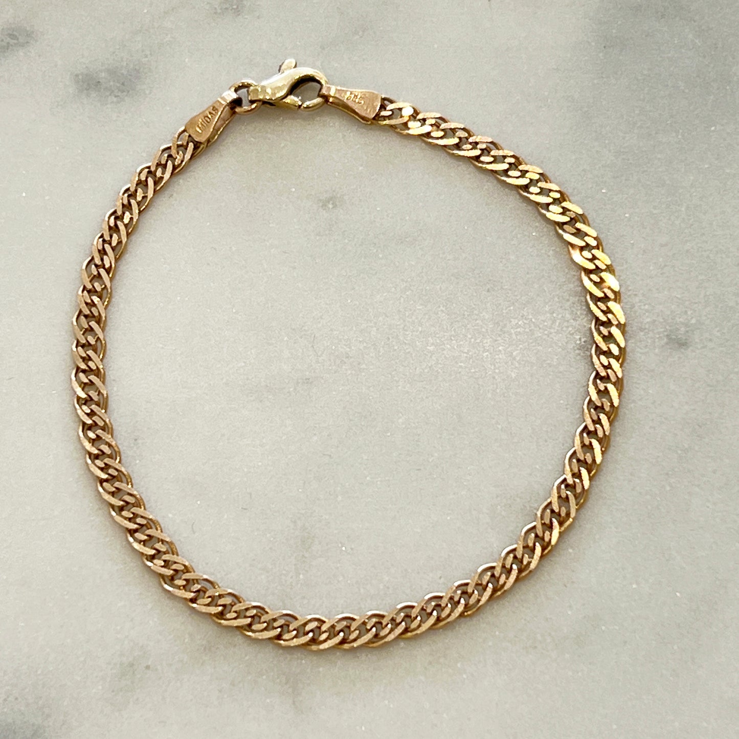 Estate 14k Rose Gold Interlinked Chain Bracelet - 7.5"L