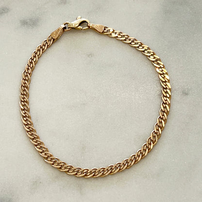 Estate 14k Rose Gold Interlinked Chain Bracelet - 7.5"L