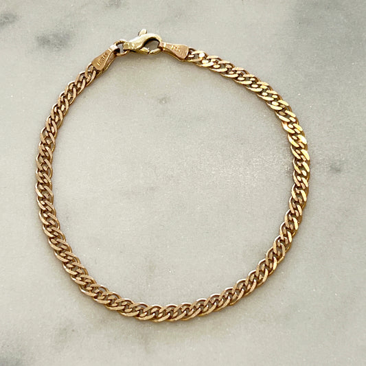 Estate 14k Rose Gold Interlinked Chain Bracelet - 7.5"L