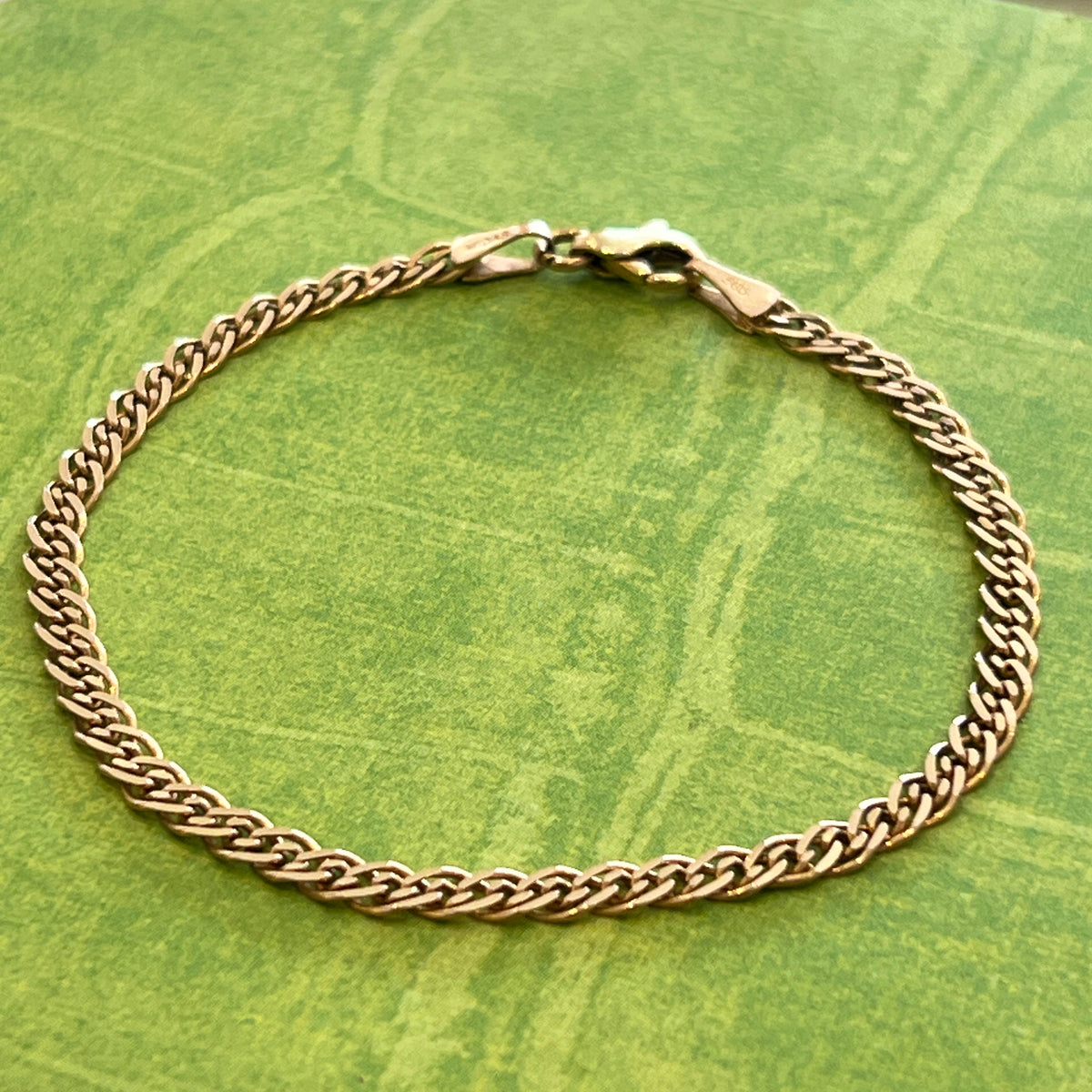 Estate 14k Rose Gold Interlinked Chain Bracelet - 7.5"L