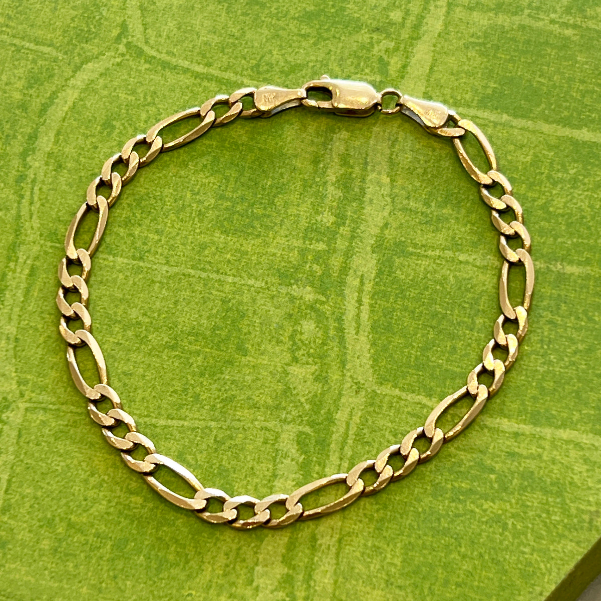Vintage Figaro 14k Yellow Gold Bracelet - 7.25"L