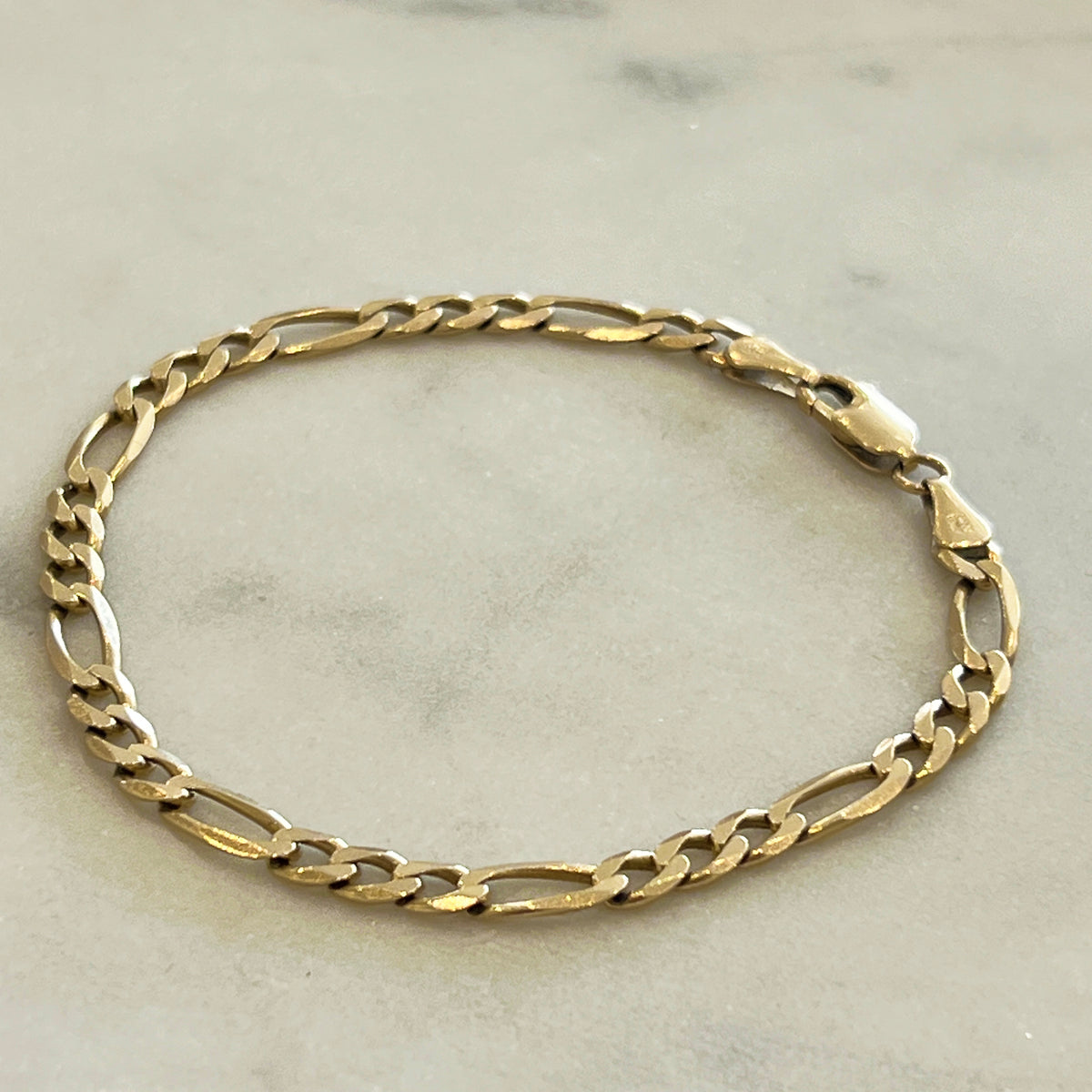 Vintage Figaro 14k Yellow Gold Bracelet - 7.25"L