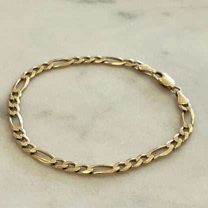 Vintage Figaro 14k Yellow Gold Bracelet - 7.25"L