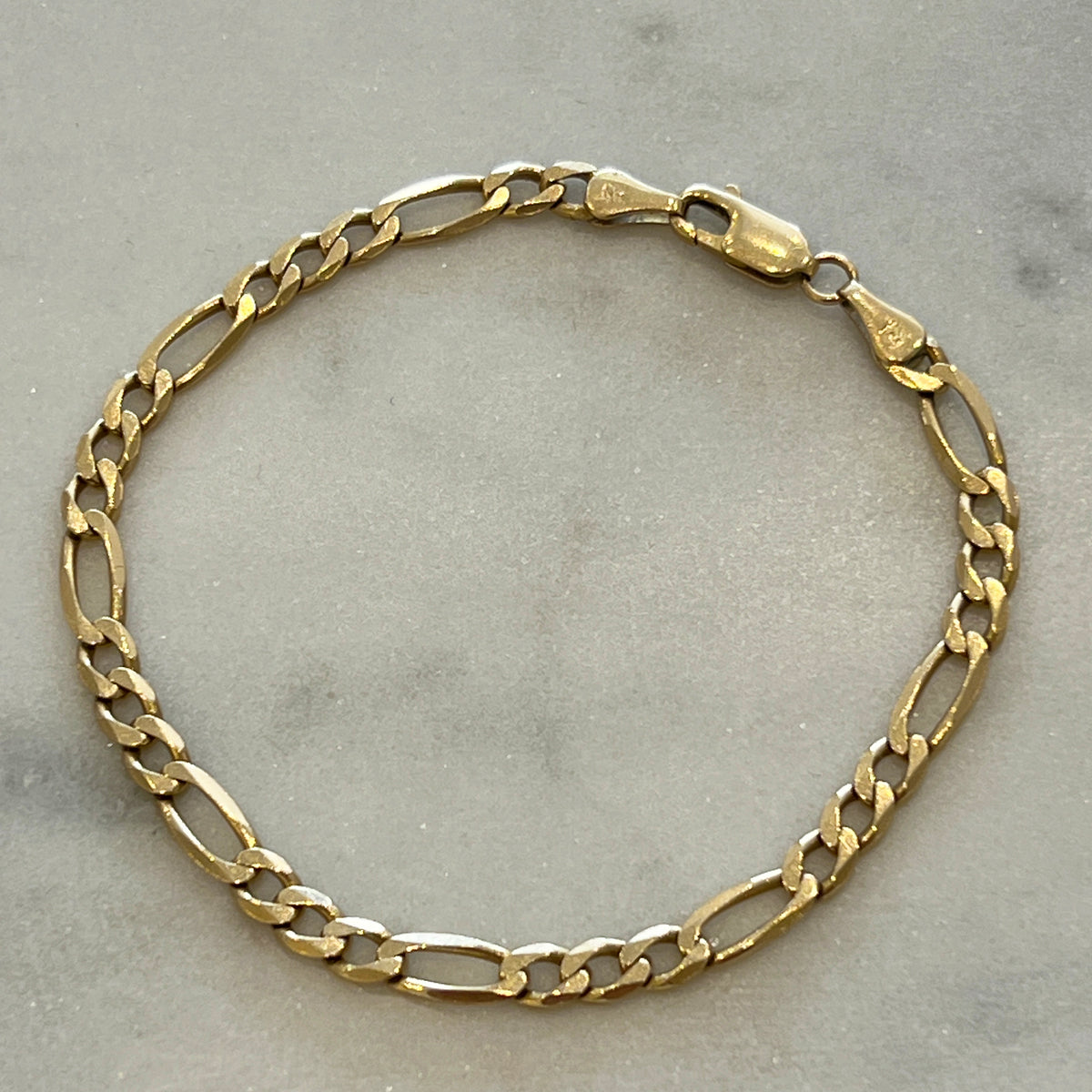 Vintage Figaro 14k Yellow Gold Bracelet - 7.25"L