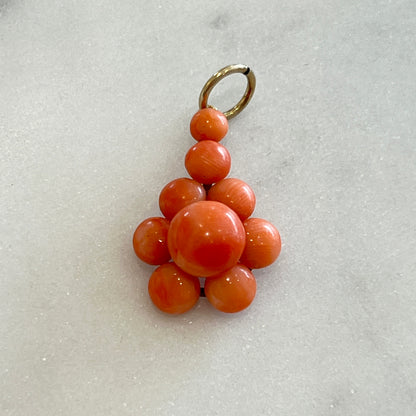 Antique Victorian 9ct Rose Gold + Coral Pendant