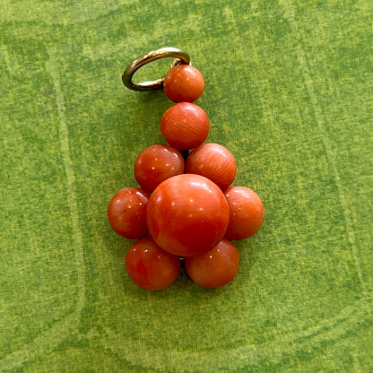 Antique Victorian 9ct Rose Gold + Coral Pendant