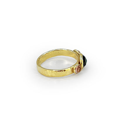 Estate 3 Tourmaline + 9k Yellow Gold Ring - Sz. 6.75