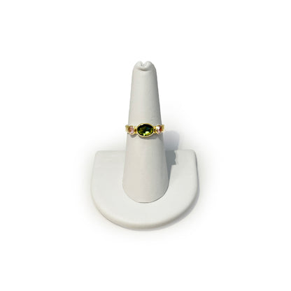 Estate 3 Tourmaline + 9k Yellow Gold Ring - Sz. 6.75