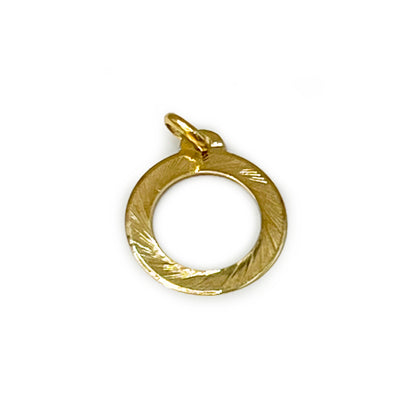 Estate Engine Turned 18k Yellow Gold Circle Charm
