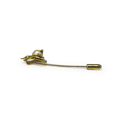 Antique Enamel + Opal + Pearl + 14k Yellow Gold Fly Stick Pin