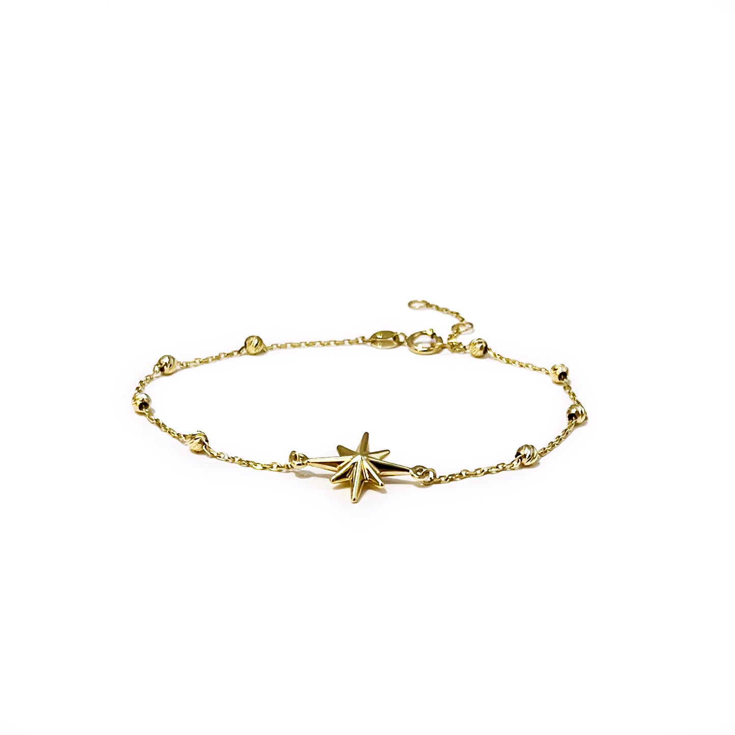 Estate Star Station 10k Yellow Gold Bracelet - 7.5"L