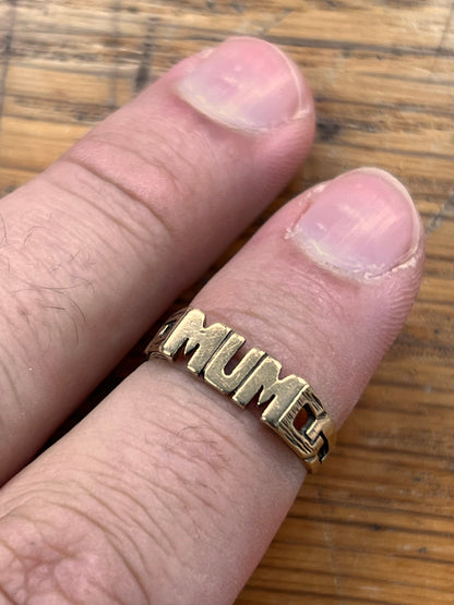 Vintage 9ct Yellow Gold MUM Ring - Sz. 6.75