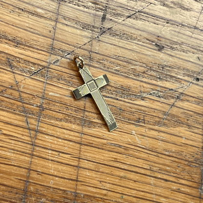 Vintage 9ct Yellow Gold Art Deco Cross Charm