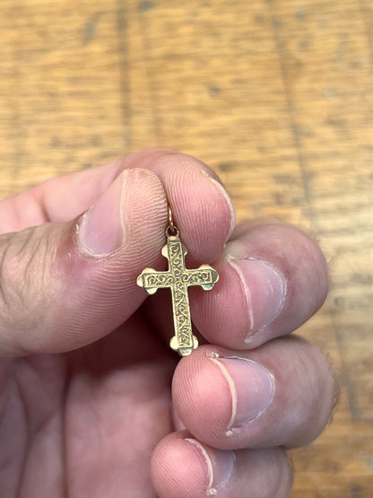 Vintage 9ct Yellow Gold Mini Celtic Cross Charm