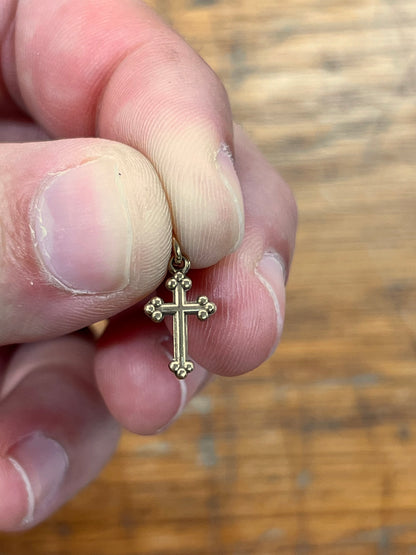Vintage 9ct Yellow Gold Tiny Cross Charm