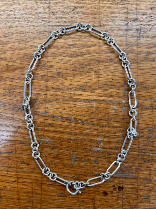Estate Sterling Silver Heavy Fancy Link Chain Necklace - 20.5"L