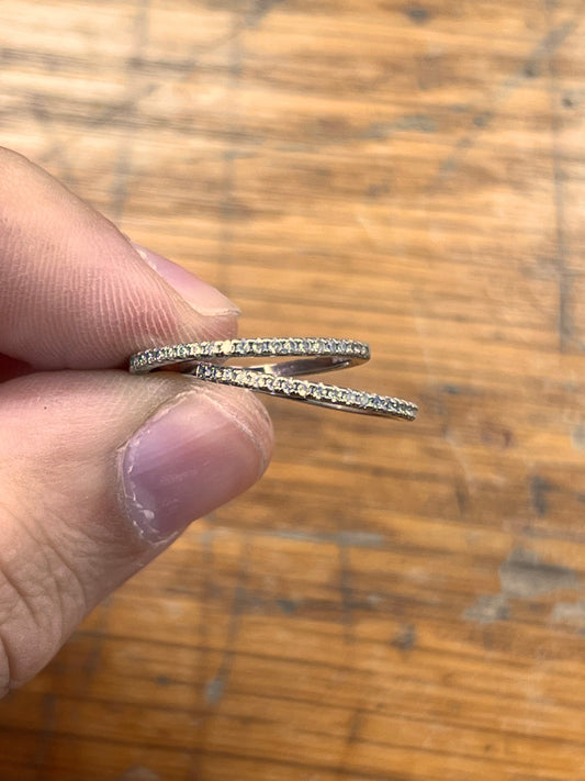 Estate Zirconia + Sterling Silver Half Eternity Band - Sz. 6.75