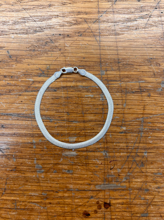 Estate Sterling Silver Fancy Herringbone Chain Bracelet - 7.75"L