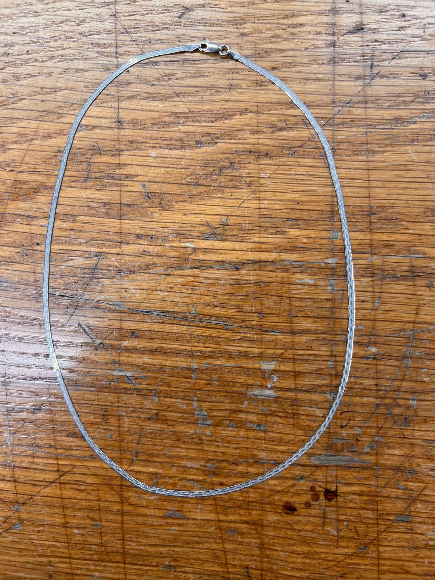 Estate Sterling Silver Fancy Herringbone Chain Necklace - 20"L