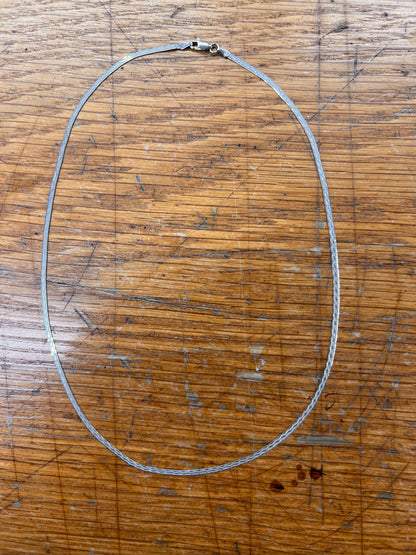 Estate Sterling Silver Fancy Herringbone Chain Necklace - 20"L