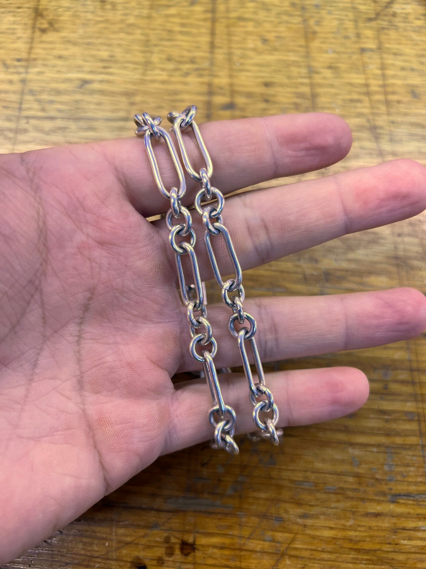 Estate Sterling Silver Heavy Fancy Link Chain Necklace - 20.5"L