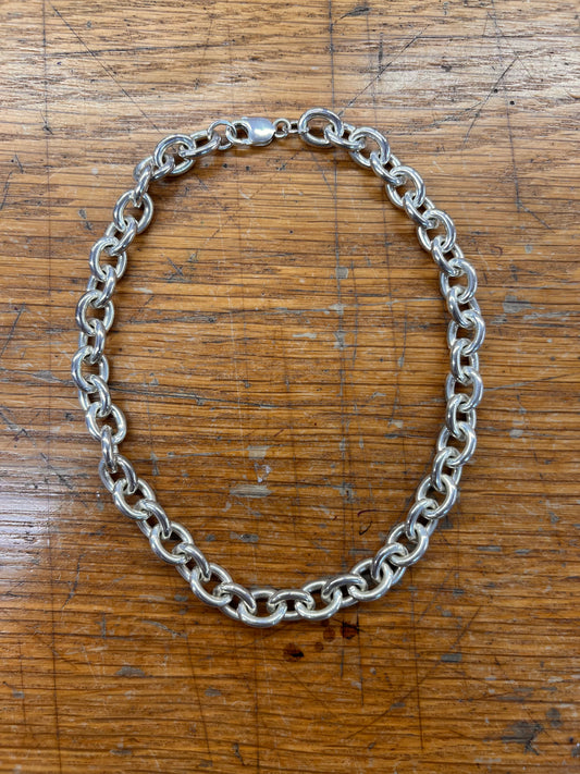 Estate Sterling Silver Heavy Round Chain Necklace - 16.75"L